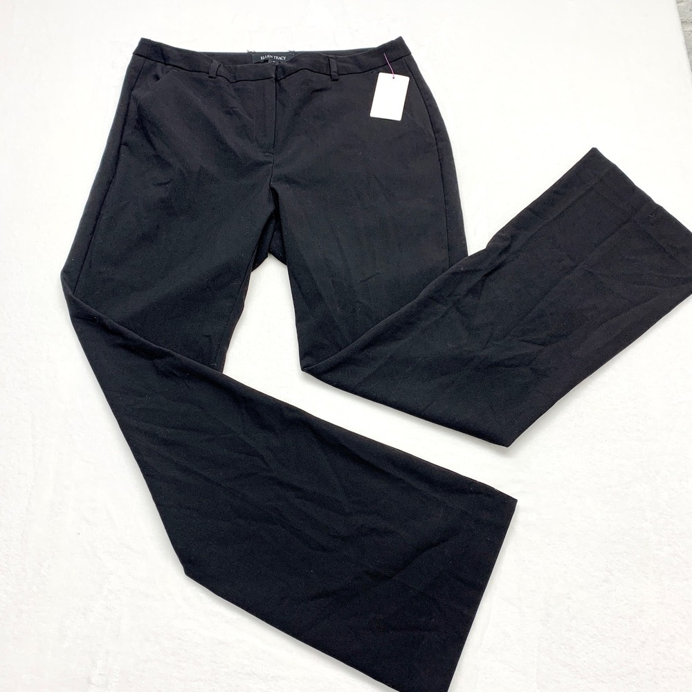 Ellen Tracy Bootcut Dress Pants Womens Size 8 Black Career Workwear Poly Rayon